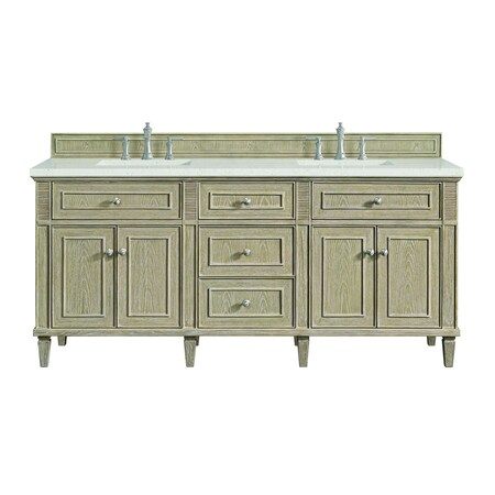 James Martin Vanities 72'' Double Vanity, Whitewashed Oak w/ 3 CM Lime Delight Quartz Top 424-V72-WWO-3LDL